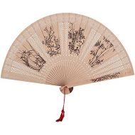 [아마존베스트]FIRSS Folding Hand Fan Wood Carved Bamboo Handheld Folding Fan Vintage Hand Fan Chinese Folding Fan Wall Decoration Summer Party Wedding Folding Fan A