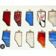 FIRSTGLASSLADIESYYC Mini Alberta Map Stained Glass Suncatcher