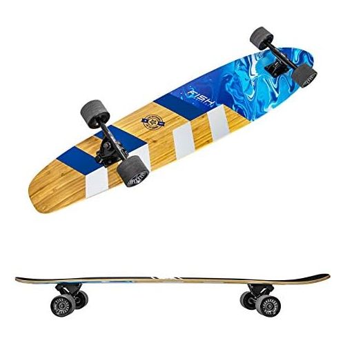  FISH SKATEBOARDS 41-Inch Downhill Longboard Skateboard Through Deck 8 Ply Canadian Maple, Complete Cruiser, Free-Style