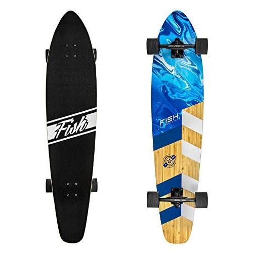  FISH SKATEBOARDS 41-Inch Downhill Longboard Skateboard Through Deck 8 Ply Canadian Maple, Complete Cruiser, Free-Style