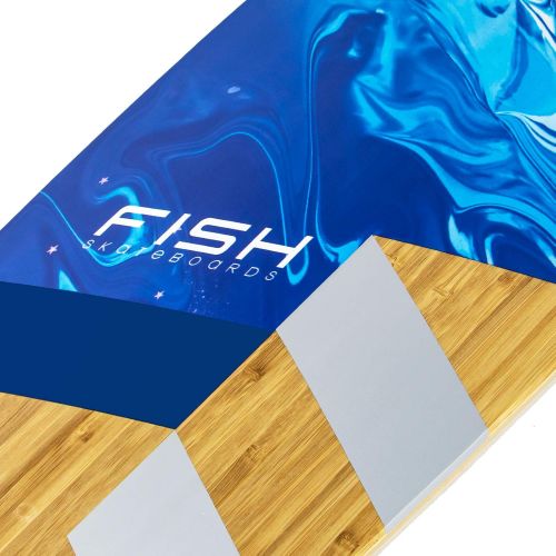  FISH SKATEBOARDS 41-Inch Downhill Longboard Skateboard Through Deck 8 Ply Canadian Maple, Complete Cruiser, Free-Style