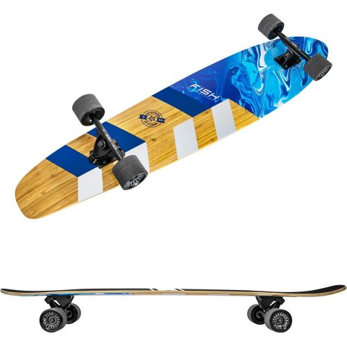  FISH SKATEBOARDS 41-Inch Downhill Longboard Skateboard Through Deck 8 Ply Canadian Maple, Complete Cruiser, Free-Style