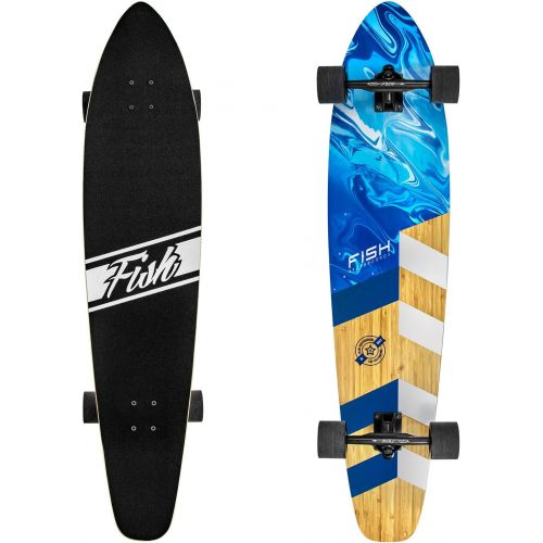  FISH SKATEBOARDS 41-Inch Downhill Longboard Skateboard Through Deck 8 Ply Canadian Maple, Complete Cruiser, Free-Style