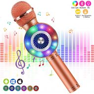 FISHOAKY Karaoke Microphone, Kids Bluetooth Karaoke Machine Portable Mic Player Speaker with LED for Christmas Birthday Home Party KTV Outdoor