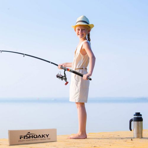  [아마존베스트]FISHOAKY Telescopic Fishing Rod, Carbon Fibre Fishing Rod, Fishing Rod Pole for Saltwater Freshwater | Children & Adults | Boat, Surf, Lake, Daiwa, Dam, Ocean, Sea, Junior