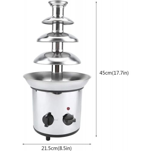  FISISZ Cholate Fondue Fountain Chocolate Melting Warming Machine 4-Tier Stainless Steel Party Luxury Retro Hot Chocolate Fondue Fountain (White : A), 45 x 22