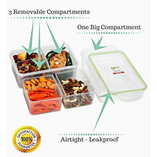  FIT, Strong & Healthy [2 Pack] Bento Lunch Box Meal Prep Containers (38 oz) - Food Storage Containers With Lids, Portion Control Containers, Divided Lunch Containers, Lunch Boxes for Adults and Kids, Le