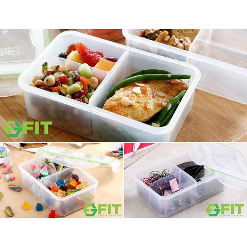  FIT, Strong & Healthy [2 Pack] Bento Lunch Box Meal Prep Containers (38 oz) - Food Storage Containers With Lids, Portion Control Containers, Divided Lunch Containers, Lunch Boxes for Adults and Kids, Le