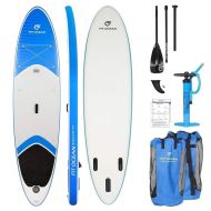 FIT OCEAN Magic Glide 108 Aufblasbares 15 cm Dickes Stand Up Paddelboard. Inkl. Doppelhub-Pumpe + guter Rucksack. iSUP 330x81x15cm sehr steif