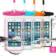 [아마존베스트]4 Pack Universal Waterproof Case FITFORT Cell Phone Dry Bag/Pouch for iPhone X 8 7 6S Plus Galaxy S8/S7 Edge/S6 Note4 LG G5 Up to 5.5 Inches(Black+Blue+Orange+Rose Red)