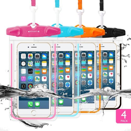  [아마존베스트]4 Pack Universal Waterproof Case FITFORT Cell Phone Dry Bag/Pouch for iPhone X 8 7 6S Plus Galaxy S8/S7 Edge/S6 Note4 LG G5 Up to 5.5 Inches(Black+Blue+Orange+Rose Red)