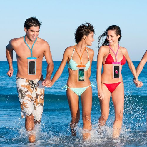  [아마존베스트]4 Pack Universal Waterproof Case FITFORT Cell Phone Dry Bag/Pouch for iPhone X 8 7 6S Plus Galaxy S8/S7 Edge/S6 Note4 LG G5 Up to 5.5 Inches(Black+Blue+Orange+Rose Red)