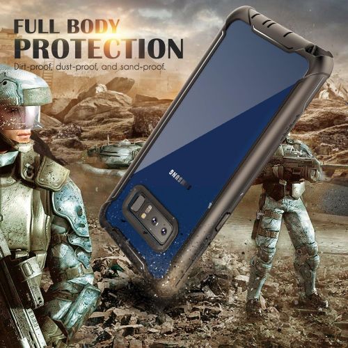  [아마존베스트]FITFORT Samsung Galaxy Note 8 Cell Phone Case - Ultra Thin Clear Cover with Built-in Anti-Scratch Screen Protector, Full Body Protective Shock Drop Proof Impact Resist Extreme Durable Case