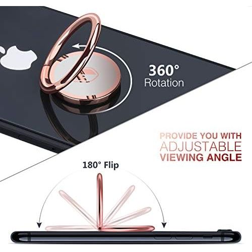  [아마존베스트]Phone Ring Holder Finger Kickstand - FITFORT 360° Rotation Metal Ring Grip for Magnetic Car Mount Compatible with All Smartphone-Rose Gold