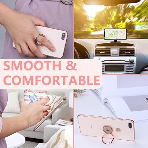  [아마존베스트]Phone Ring Holder Finger Kickstand - FITFORT 360° Rotation Metal Ring Grip for Magnetic Car Mount Compatible with All Smartphone-Rose Gold