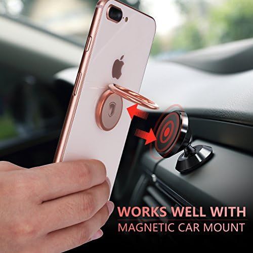  [아마존베스트]Phone Ring Holder Finger Kickstand - FITFORT 360° Rotation Metal Ring Grip for Magnetic Car Mount Compatible with All Smartphone-Rose Gold