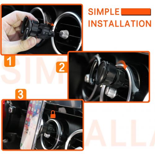  [아마존베스트]FITFORT Universal Air Vent Car Mount - 360° Rotation Clip Car Mount Phone Holder with Adjustable Switch Lock for All Smartphones GPS Navigation