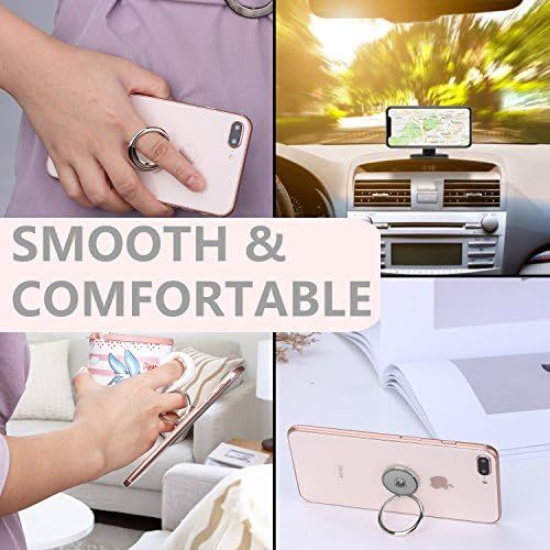  [아마존베스트]Phone Ring Holder Finger Kickstand - FITFORT 360° Rotation Metal Ring Grip for Magnetic Car Mount Compatible with All Smartphone-Sliver