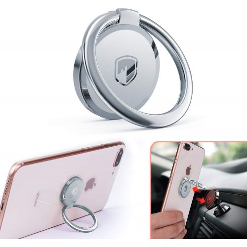  [아마존베스트]Phone Ring Holder Finger Kickstand - FITFORT 360° Rotation Metal Ring Grip for Magnetic Car Mount Compatible with All Smartphone-Sliver