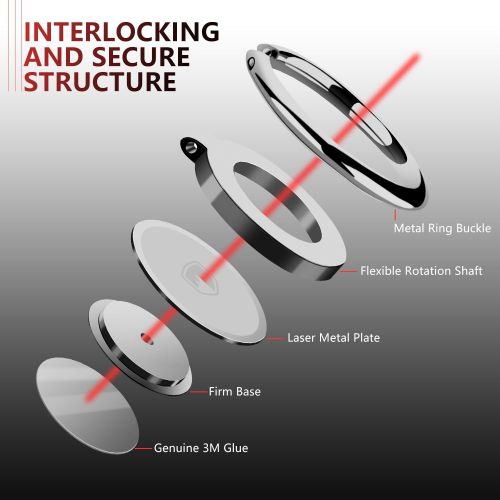  [아마존베스트]Phone Ring Holder Finger Kickstand - FITFORT 360° Rotation Metal Ring Grip for Magnetic Car Mount Compatible with All Smartphone-Sliver