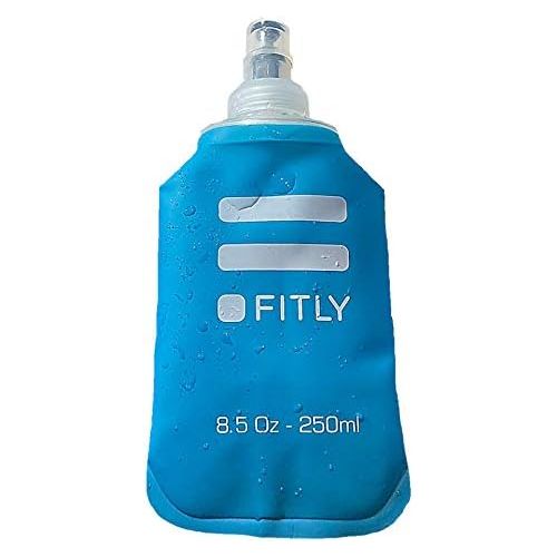  Fitly Soft Water Bottle Shrink As You Drink Soft Flask for Hydration Pack Folding Water Bottle Ideal for Running, Hiking, Cycling, Climbing & Rigorous Activity (8.5 oz - 250 ml)