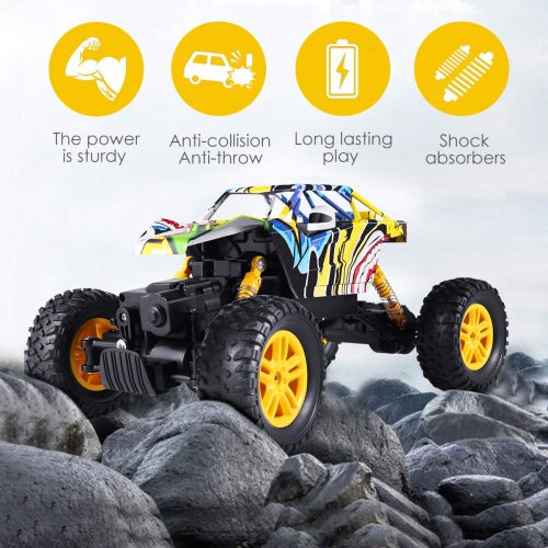  FITMAKER Remote Control Car, Graffiti RC Cars Kid Toys for Boys Girls All Terrain 4WD & Dual Motors High-Speed Telecar, 1:18 Racing Trucks Offroad Dual Motors Monster Truck, Electric Vehicl