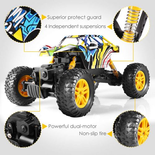  FITMAKER Remote Control Car, Graffiti RC Cars Kid Toys for Boys Girls All Terrain 4WD & Dual Motors High-Speed Telecar, 1:18 Racing Trucks Offroad Dual Motors Monster Truck, Electric Vehicl