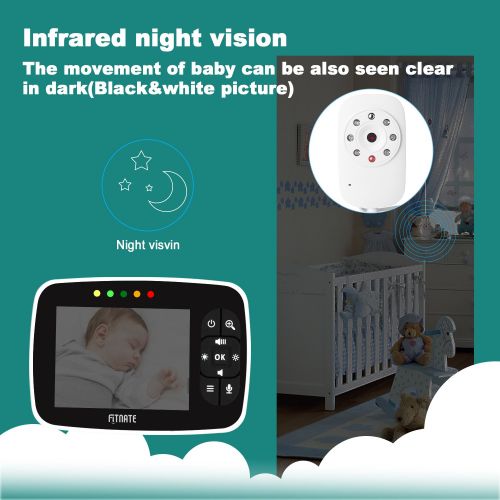  FITNATE Video Baby Monitor, Fitnate 3.5 Large LCD Screen Display Video Baby Monitor with Night Vision Camera...