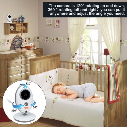  FITNATE Video Baby Monitor, Fitnate Wireless Baby Monitor with Digital Camera, Night Vision Temperature Monitoring & 2 Way Talkback System, Built-in Remote Lullabies - 2.31.5 inch Monitor