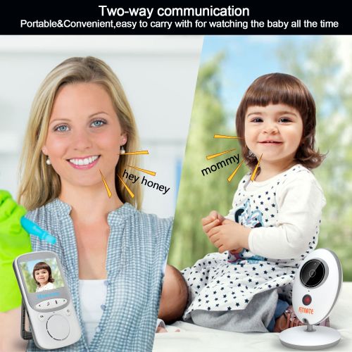  FITNATE Video Baby Monitor, Fitnate Wireless Baby Monitor with Digital Camera, Night Vision Temperature Monitoring & 2 Way Talkback System, Built-in Remote Lullabies - 2.31.5 inch Monitor