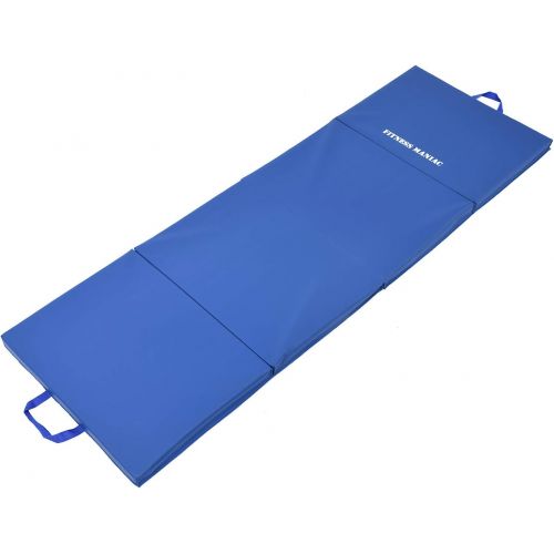  FITNESS MANIAC USA Fitness Maniac Exercise Mat Tri-Fold 6’ Thick Four-Folding with Carrying Handles Best Choice for MMA, Stretching, Core Workouts Health & Fitness Gym, Yoga, Martial Arts Gymnastics