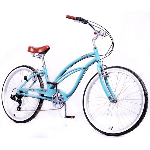  FITO Fito Marina Alloy SHIMANO 7-speed Women - Sky Blue, 26 Wheel Beach Cruiser Bicycle