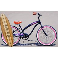FITO Anti-Rust Aluminum frame, Fito Modena II Alloy Single 1-speed - Black / Pink rims, womens 26 Beach Cruiser Bike Bicycle