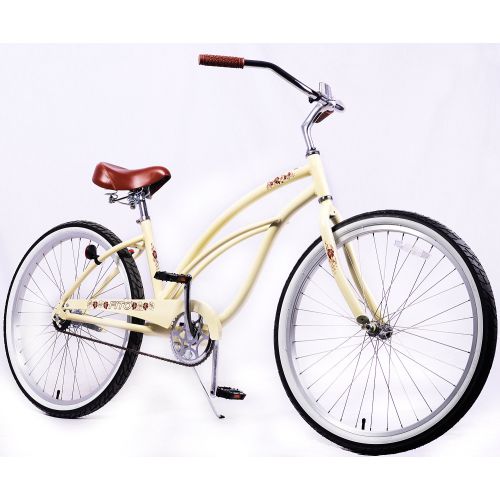  FITO Fito Marina Alloy Single 1-speed Women - Vanilla, 26 Beach Cruiser Bike Bicycle, Step-through & crank fordward design, Limted QTY Offer!