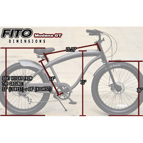  FITO Anti-Rust and Light Weight Aluminum frame Fito Modena GT-2 Alloy Shimano 7-speed Shimano disk brakes 26 mens beach cruiser bike bicycle Matte black
