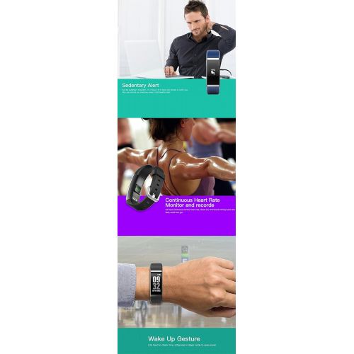  FITTRACKER Fitness-Armband - Fitness-Tracker- Smart Watch fuer Smartphone Android 4.3und iOS 7.0und hoeher, mit Schrittzahler, Push-Message und wasserdichtem Fenster mit Schutzart IP67, viol