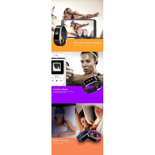  FITTRACKER Fitness-Armband - Fitness-Tracker- Smart Watch fuer Smartphone Android 4.3und iOS 7.0und hoeher, mit Schrittzahler, Push-Message und wasserdichtem Fenster mit Schutzart IP67, viol