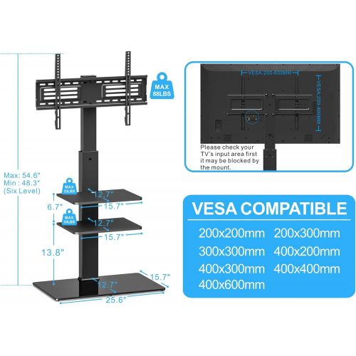  [아마존 핫딜]  [아마존핫딜]FITUEYES Universal TV Stand Base with Swivel Mount Height Adjustable for 26 to 55 Inch TV TT106001MB