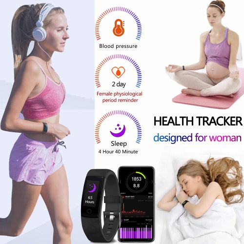  FITVII Fitness Tracker Waterproof Activity Tracker with Heart Rate Blood Pressure Monitor, Color Screen Smart Bracelet with Sleep Tracking Calorie Counter, Pedometer Watch for Wome