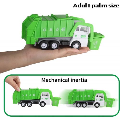  FIVEDAOGANG Toy Vehicles Set 3 Pack Sanitation Truck Car Model Garbage Trucks Water Tanker Playset with 8 Signpost Friction Power for Boys Age 3 and UP Toddlers Kids Holiday/Birthday Gift Chil