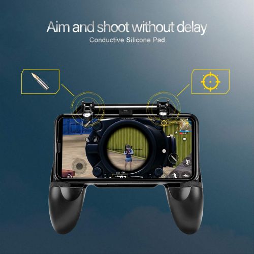  FIYAPOO Mobile Game Controller for PUBG/Fortnite, L1R1 Trigger Gamepad Compatible for iPhone iOS Android, Sensitive Shoot and Aim Joysticks Gaming Grip