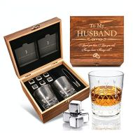 [아마존베스트]FJ FREDERICK JAMES Anniversary for Him I Men - Whiskey Glass Set - Engraved To My Husband I Wedding Anniversary Gif ts for Him I Husband from Wife for Birthday I Christmas 1 Year, 2 Year, 10 Year Ann