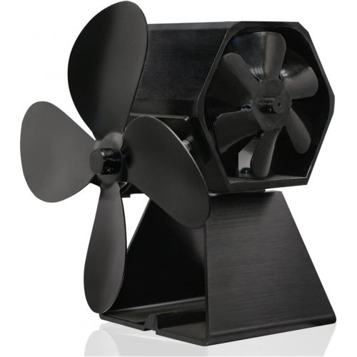  FJMY2020 Heat Powered Stove Fan Double Headed Cast Iron Fireplace Heating Stove Fireplace Thermal Power Double Blade Fan Wood Fireplace Fan for Home Heating