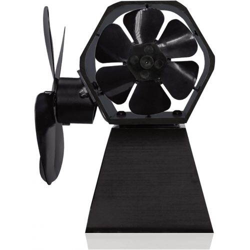  FJMY2020 Heat Powered Stove Fan Double Headed Cast Iron Fireplace Heating Stove Fireplace Thermal Power Double Blade Fan Wood Fireplace Fan for Home Heating