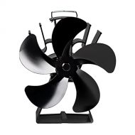 FJMY2020 Heat Powered Stove Fan Black Fireplace 5 Blades Heat Powered Stove Fan Log Wood Burner Eco Fan Quiet Home Fireplace Fan Efficient Heat Distribution for Home Heating (Color