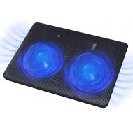 [아마존베스트]FLAGTOP Laptop Fan Cooling Pad with 2 Big Fans, Compatible with 14 - 15 inch Computer, Lightweight, Quiet, Slim, Portable Laptop Cooling Fan with 2 in 1 USB Port, Blue LED Light, A