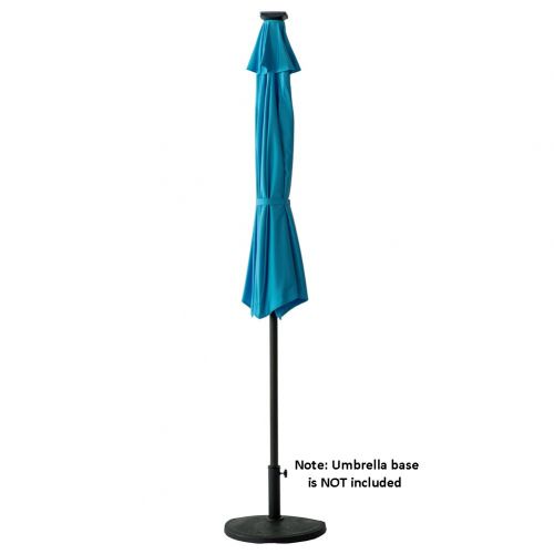  FLAME&SHADE 9 LED Half Outdoor Patio Market Umbrella with Solar Lights and Tilt for Outside Deck Terrace or Balcony Shade, Aqua Blue