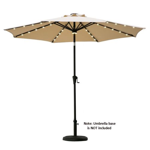  FLAME&SHADE 9 LED Light Patio Umbrella Outdoor Market Style with Solar Lights and Tilt for Outside Balcony Table or Deck, Beige