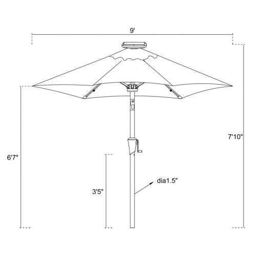  FLAME&SHADE 9 LED Light Patio Umbrella Outdoor Market Style with Solar Lights and Tilt for Outside Balcony Table or Deck, Beige