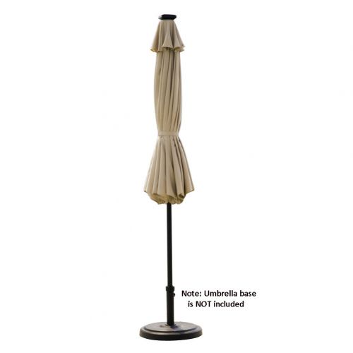  FLAME&SHADE 9 LED Light Patio Umbrella Outdoor Market Style with Solar Lights and Tilt for Outside Balcony Table or Deck, Beige